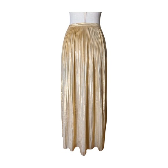 NWT Maison Margiela Gold Pleated Accordian Maxi Skirt Size 38‎ Metallic Silk - Picture 4 of 8
